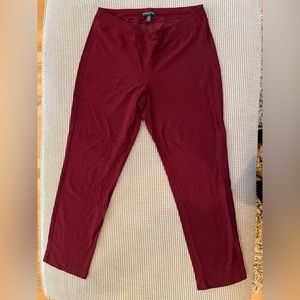 Eileen Fisher burgundy cropped stretch pants. Size petite small.